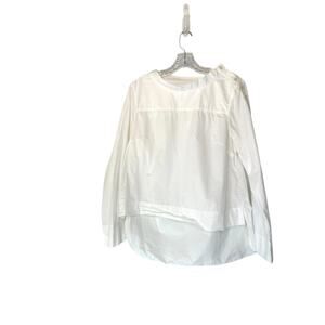 J.Crew White Cotton Vanilla Girl Relaced‎ High Neck Long Sleeve Blouse Size 10